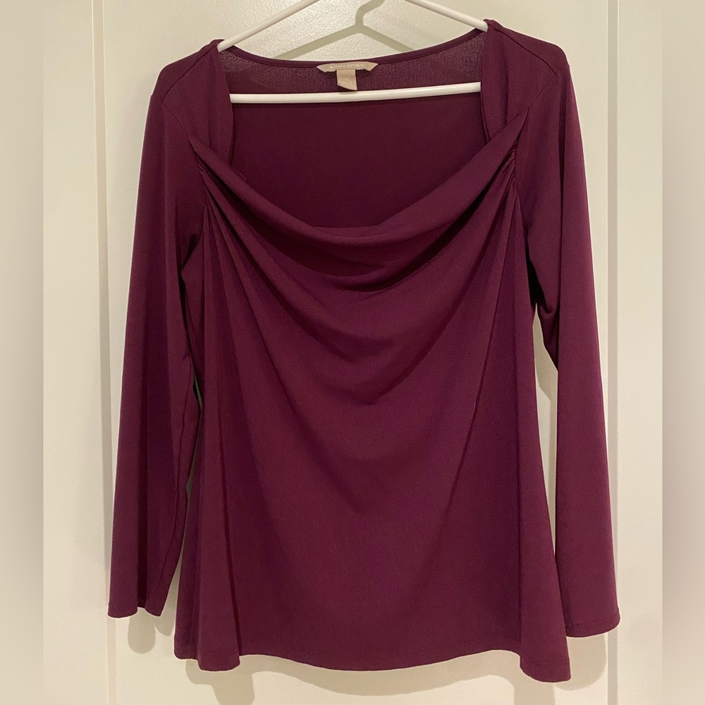 Banana Republic Deep Purple Drape Neck Blouse, size M